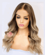 Isabella HD lace wig, dark brown roots with multi-toned caramel blonde balayage